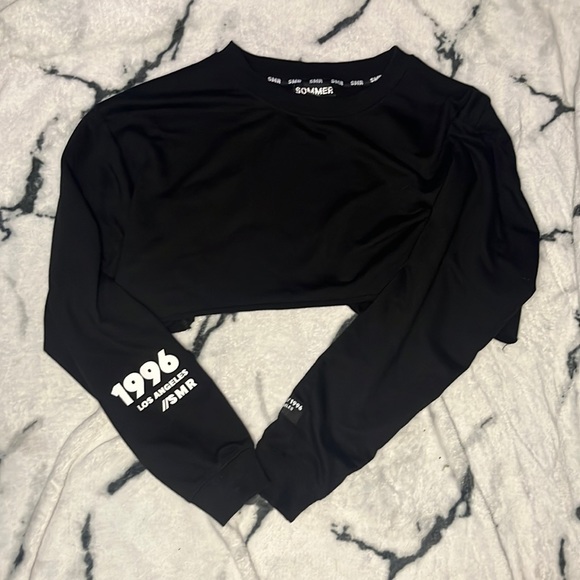 Black long sleeve crop top (S) - Picture 1 of 4